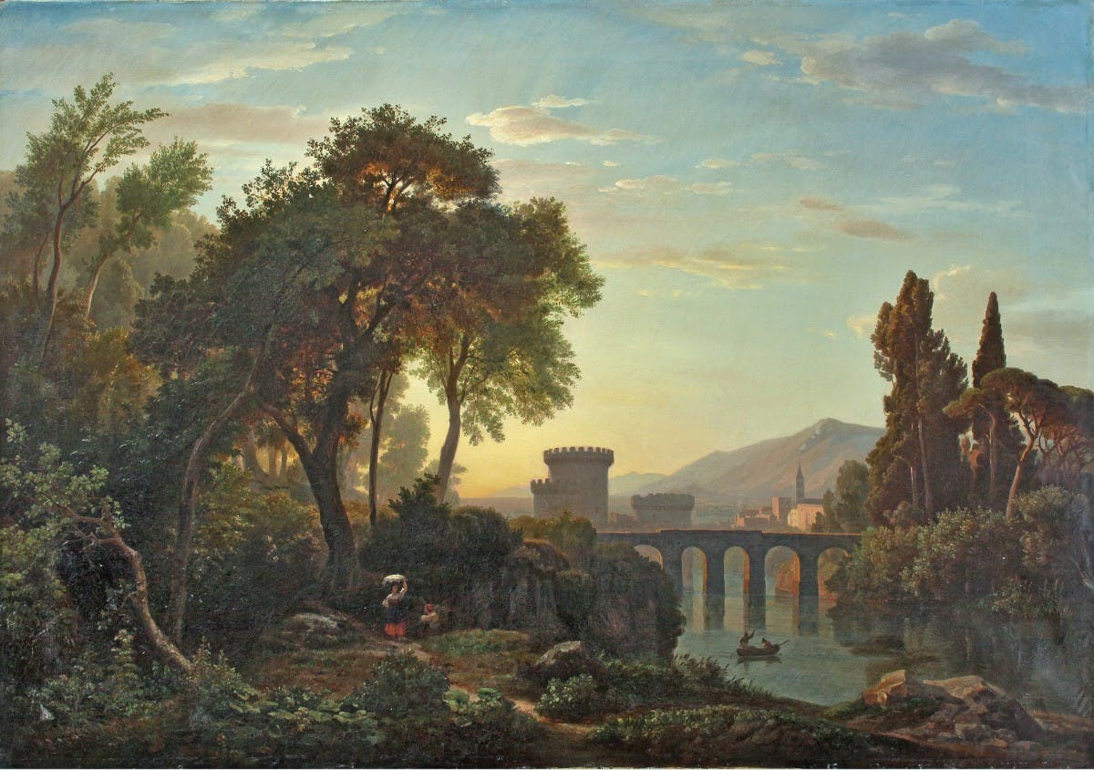 J.W. Schirmer - Italienische Landschaft mit Rocca Pia